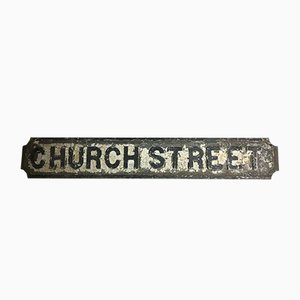 Antique Cast Iron Church Street Sign