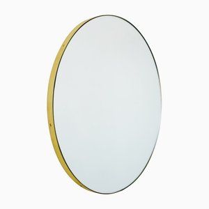 Medium Brass Framed Silver Orbis Round Mirror by Alguacil & Perkoff