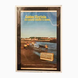 Póster publicitario Virginia vintage dorado con marco, años 70