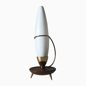 Vintage Teak & Brass Tripod Lamp from Philips, 1960s
