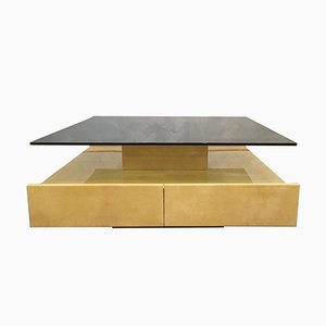 Goat Leather Coffee Table by Aldo Tura, 1980s