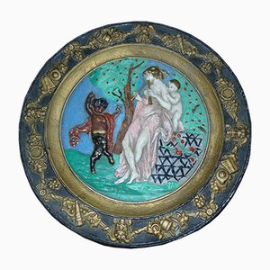 Piatto Art Nouveau con scena mitologica dipinta