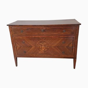 Antique Inlaid Walnut Chest of Drawers, 1780s