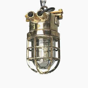 Lámpara colgante alemana de latón fundido y vidrio, 1979