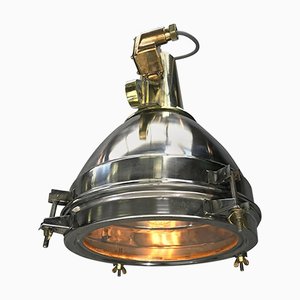 Grande Lampe à Suspension en Acier Inoxydable, Laiton Moulé et Bronze, Japon, 1975