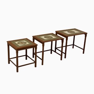 Vintage Danish Nesting Tables with Tile Tops
