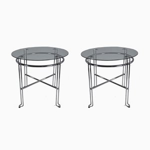 Französische Vintage Tische aus Chromstahl, 1970er, 2er Set