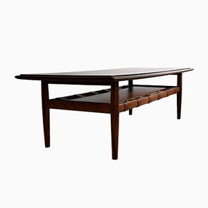 Mesa de centro Mid-Century moderna de palisandro y latón, 1969