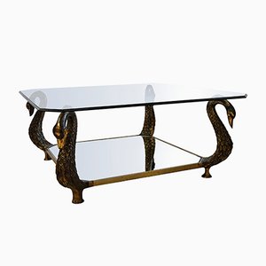 Mesa Hollywood Regency vintage con patas en forma de cisne