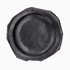 N01005 Stoneware Plate with Black Silver Glaze by Yellow Nose Studio, 2019