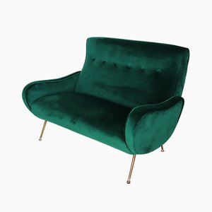 Mid-Century Italian Green Velvet Sofa, 1950s