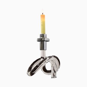 Mid-Century Chrome and Acrylic Glass Candleholder by Dorothy Thorpe, 1950s