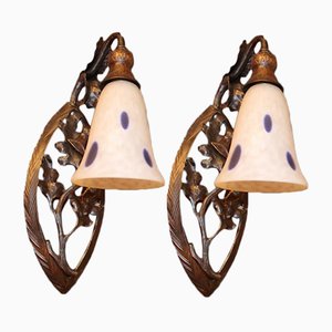 Antique Art Nouveau Sconces from Daum, Set of 2