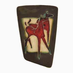 Roter Pferde Wandbehang von Schäffenacker, 1960er