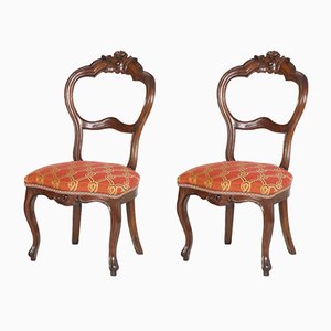 Set of Antique Louis Philippe Italian Walnut Side Chairs