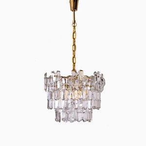 Golden Brass & Glass Palazzo Chandelier by J.T. Kalmar, 1970s