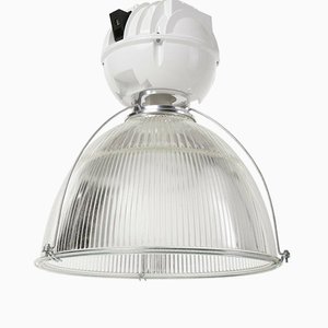 Industrielle Vintage Loft Lampe aus Glas & Metall von Holophane, 1980er