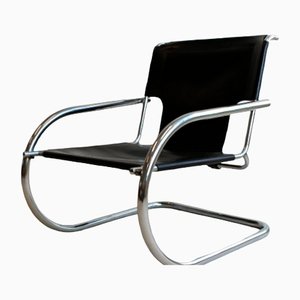 Vintage Chrome Leather Easy Chair from Arrben Italy