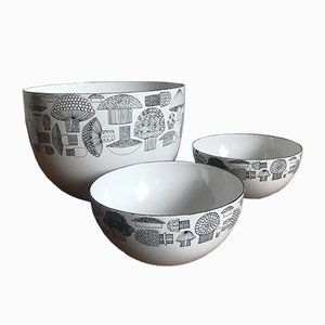 Enameled Metal Bowls by Kaj Franck for Arabia, 1950s, Set of 3