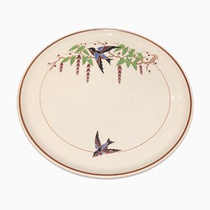 Large Vintage Bengali Plate with Bird Motif from Longwy