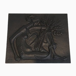 Placa de chimenea de hierro fundido, años 50