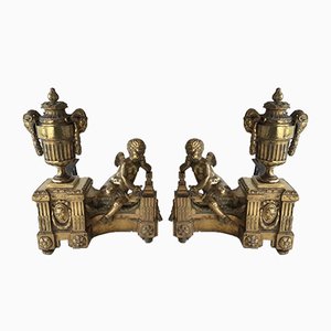 Chiseled Andirons, 1850s, Set of 2