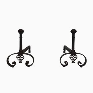 18th Century Wrought Iron Andirons, Set of 2