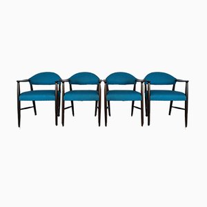 Danish Dark Stained Beech Armchairs by Kurt Olsen for Slagelse, 1950s, Set of 4