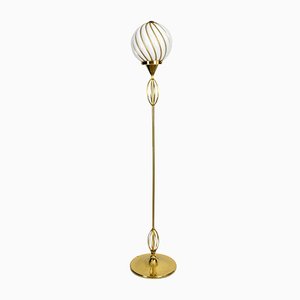 Large Brass-Plated Metal & Glass Floor Lamp from VeArt, 1980s