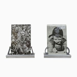 Cornici Art Déco in alluminio lucido, Francia, set di 2