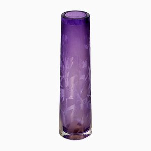 Violettfarbene gravierte Sommerso Vase aus Muranoglas, 1930er