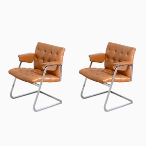 Set of RH 305/ 304 Cognac Chairs by Robert Haussmann for de Sede, 1970s