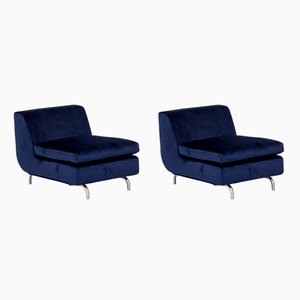 Set of Blue Velvet Dubuffet Lounge Chairs by Rodolfo Dordoni for Minotti, 1990s