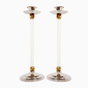 Brass & Acrylic Glass Candleholders by Estrid Ericson, 1960s, Set of 2