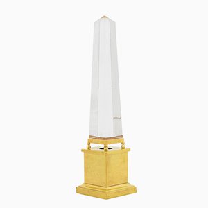 Lampada Obelisco in ottone dorato e vetro acrilico, anni '70
