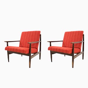 Fauteuils Vintage Rouge, 1970s, Set de 2