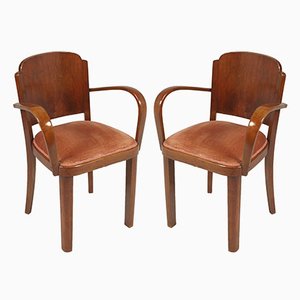 Set of Italian Walnut & Velvet Bridge Chairs by Gaetano Borsani, 1930s
