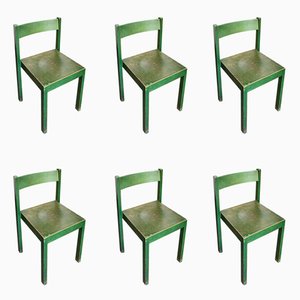 Stapelbare grüne Esszimmerstühle von Carl Auböck für E. & A. Pollak, 1956, 6er Set