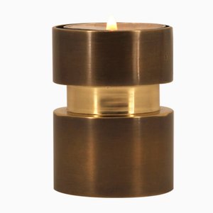 Patinated Brass Reversible Candle Holder for Taper & Tealight Candles by Alguacil & Perkoff Ltd, 2018
