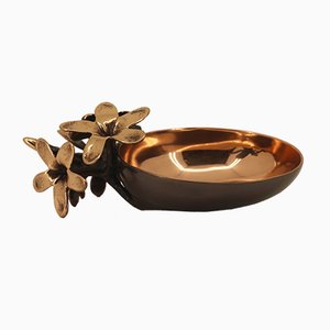 Handmade Cast Bronze Bowl or Vide-Poche with Flowers by Alguacil & Perkoff Ltd, 2018