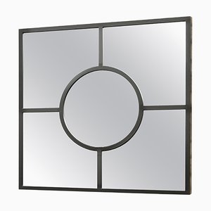 Art Deco Style Bacco Mirror Squared in Pitch Black in Steel Powder Coated by Casa Botelho