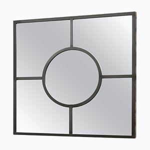 Specchio Bacco in stile Art Déco a quadri nero in acciaio verniciato a polvere di Casa Botelho