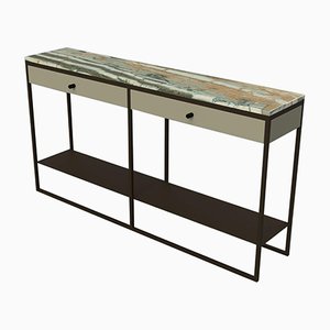 Eros Console with Drawers in Marble & Powder Coated Steel by Casa Botelho