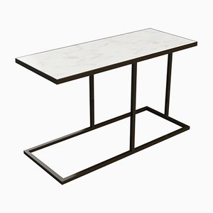 Bacco Cantilever Side Table in Marble and Powder Coated Steel by Casa Botelho