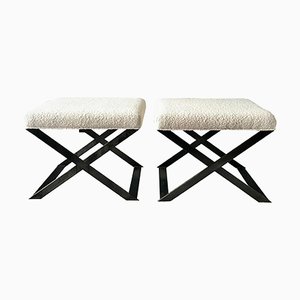 Tabouret X-Leg en Acier Noir et Bouclé par Casa Botelho