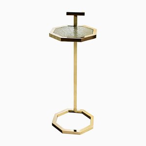 Brass Plated Gibson Martini Table with Cracked Gesso Surface by Casa Botelho