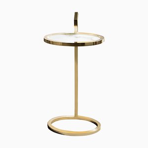 Manhattan Martini Table in Polished Brass Plated Metal & Marble by Casa Botelho