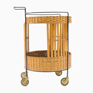 Rattan & String Serving Trolley, 1960s