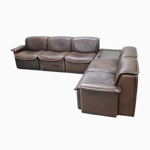 Vintage DS12 Modular Brown Leather Sofa from de Sede, Set of 6