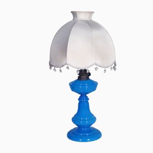 Lámpara de mesa Art Déco de cristal de Murano azul de Cappellin para Venini, años 30